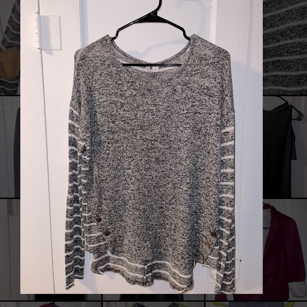 Cato, navy and white striped blouse